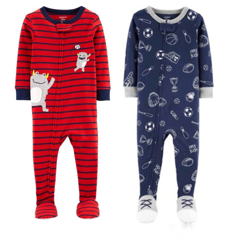 NEW NWT set of 2 Carter's cotton footies size 18m